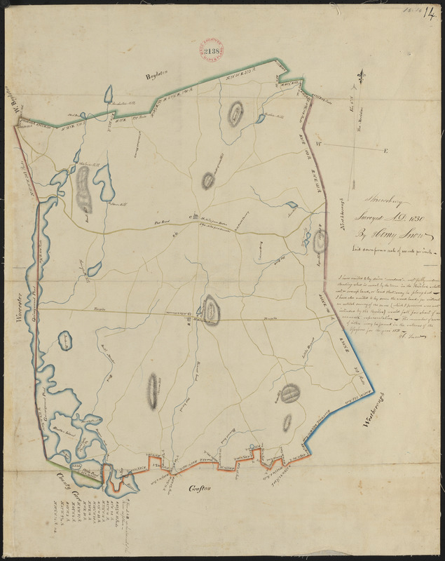 Plan of Shrewsbury made by Henry Snow, dated 1830