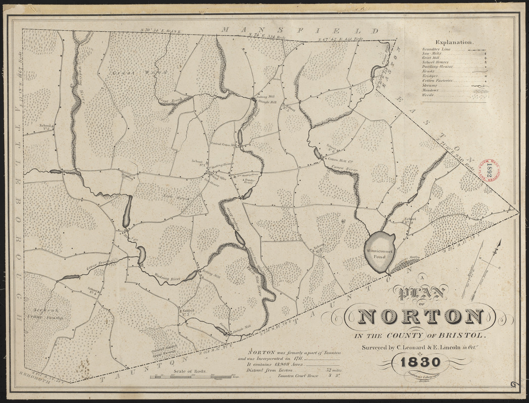 Plan of Norton made by E. Lincoln and C. Leonard, dated October 1830