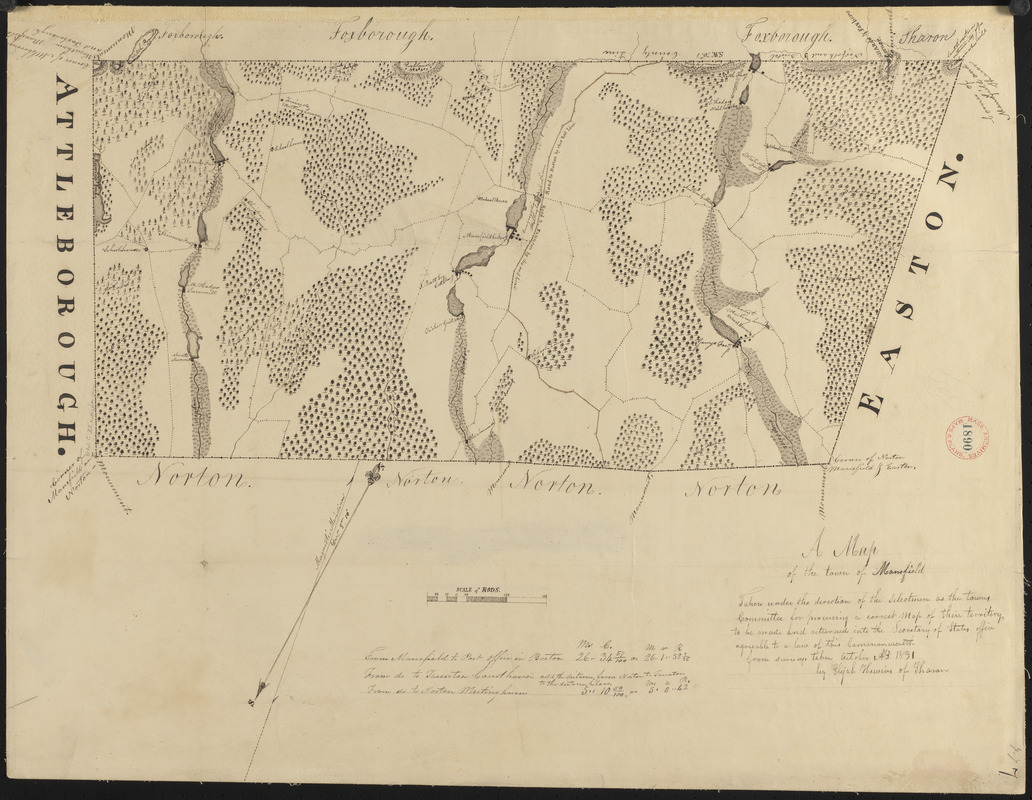 Plan of Mansfield made by Elijah Hewins dated October 1831