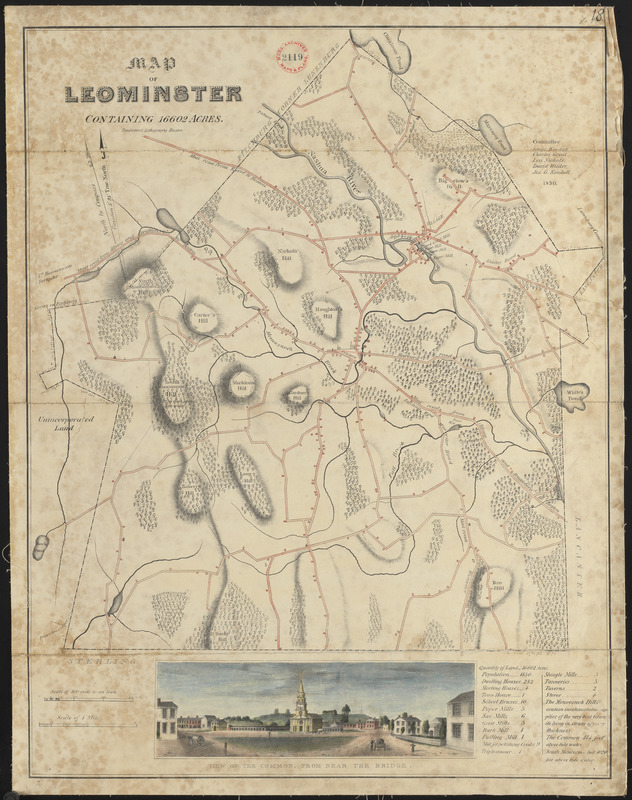 Plan of Leominster, surveyor's name not given, dated 1830