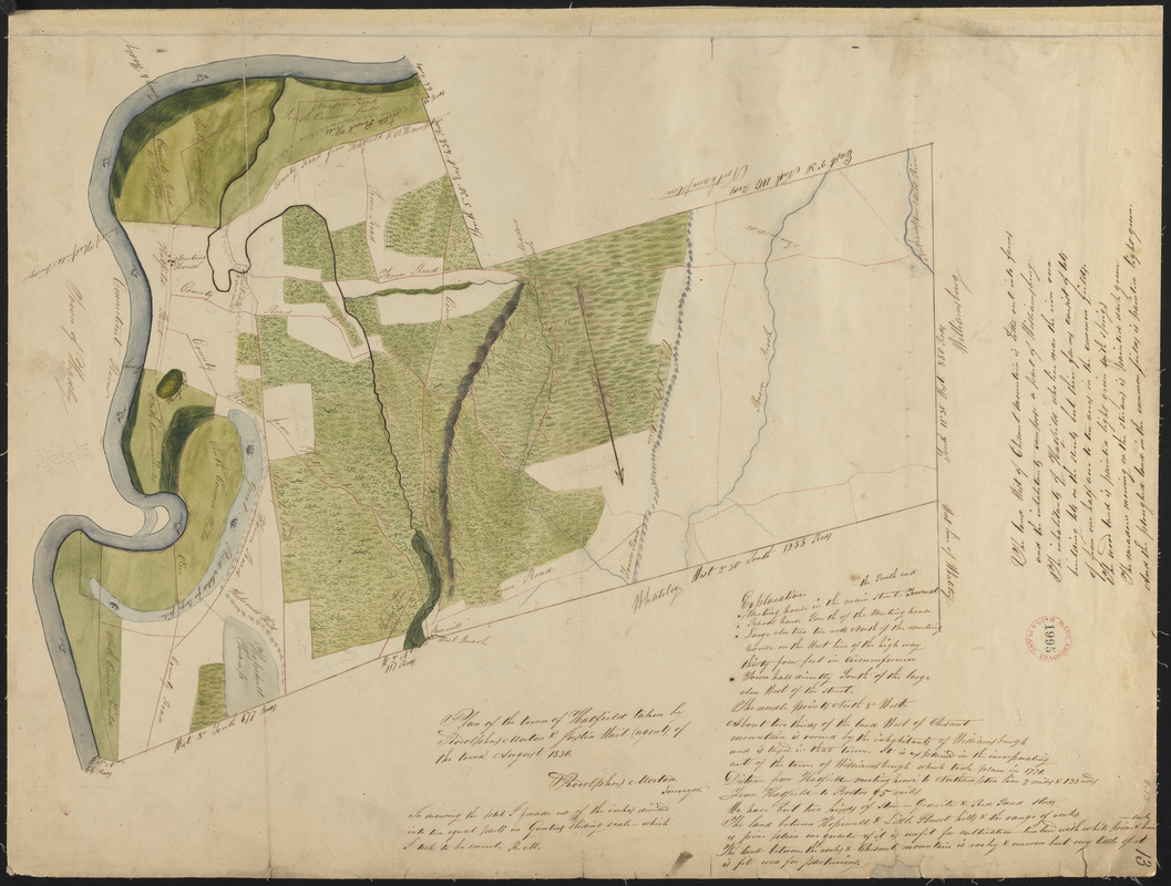 Plan of Hatfield made by Rodolphus Morton, dated August, 1830