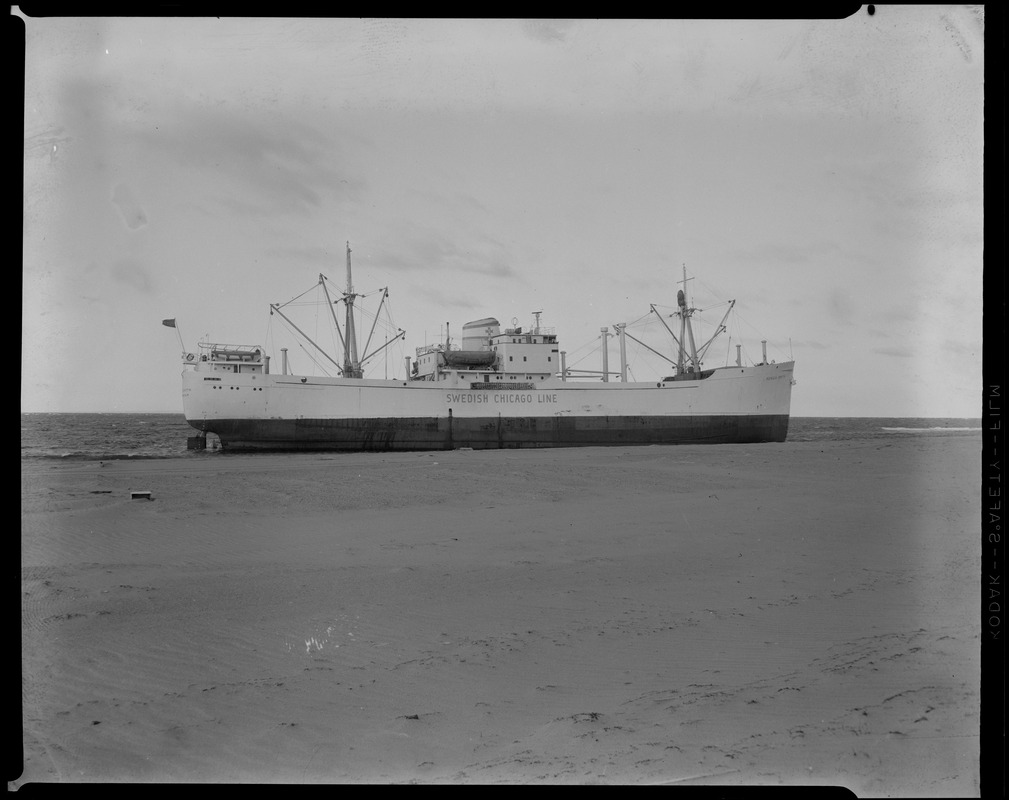 Swedish freighter “Monica Smith” aground near Race Point Light, Provincetown