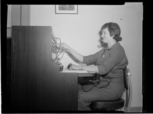 Mrs. Gail Nickerson of Cotuit, new phone switchboard, Barnstable