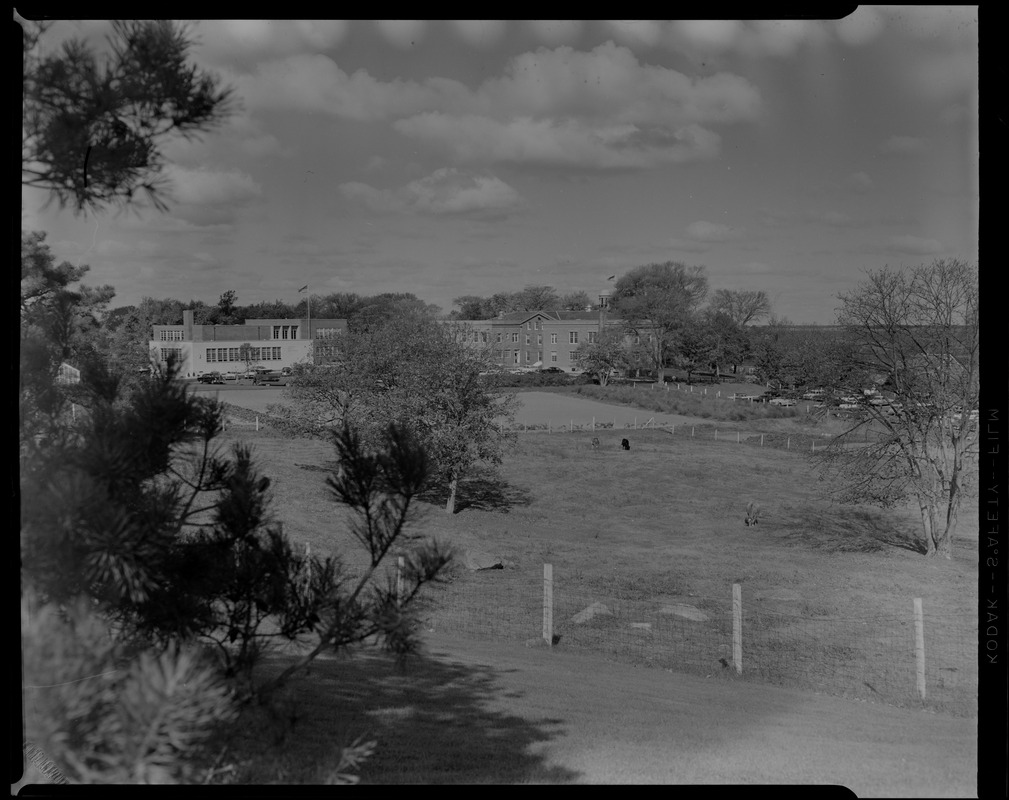 Barnstable courthouses, fields in foreground