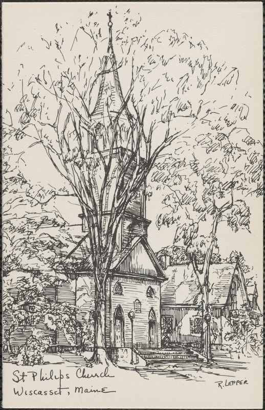 Wiscasset Maine courthouse and church Digital Commonwealth