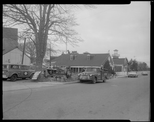Unidentified street scene with Buzzard's Bay Gas Co. Truck