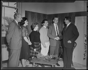 Cape Cod Community College director Irving Bartlett with unidentified students