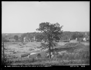Wachusett Reservoir, Stillwater River Bridge and road fill, arch and highway embankment, Oakdale, West Boylston, Mass., Oct. 14, 1903