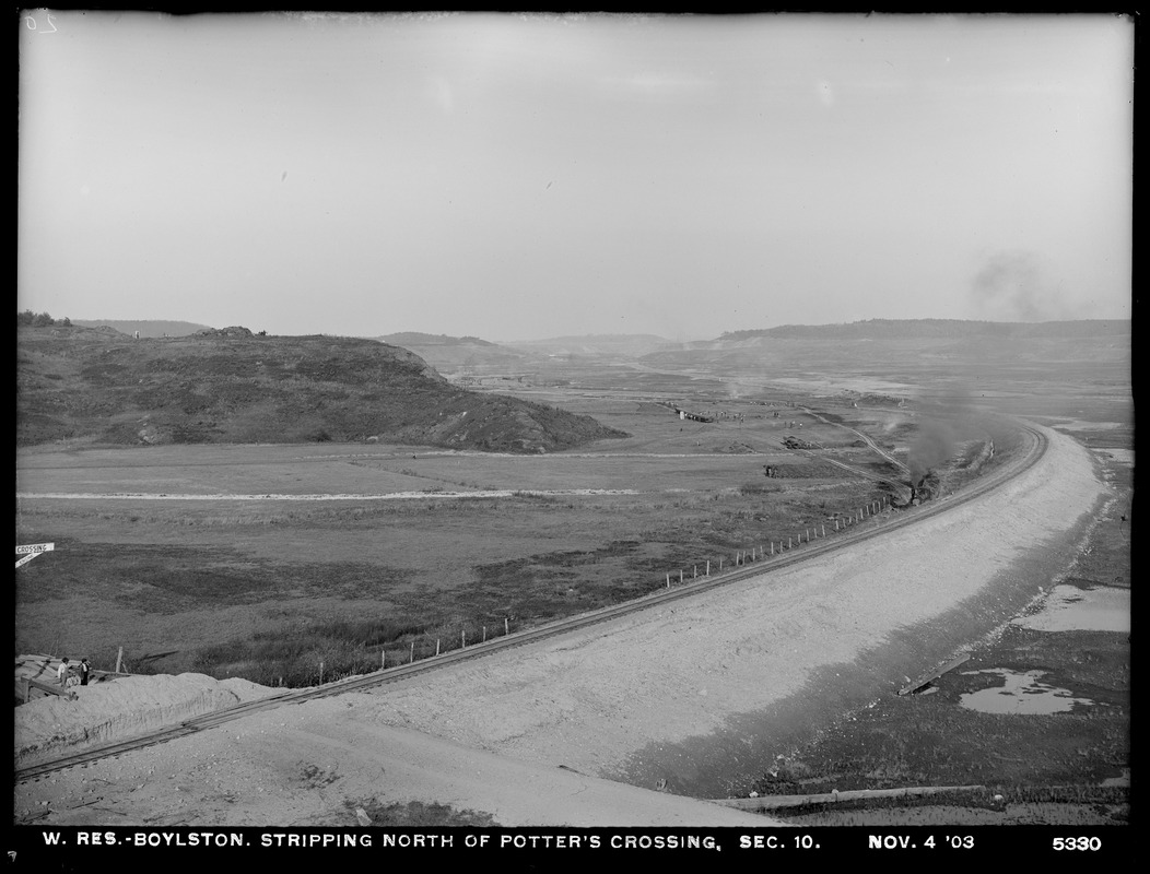 Wachusett Reservoir, stripping north of Potter's crossing, Section 10, Boylston, Mass., Nov. 4, 1903