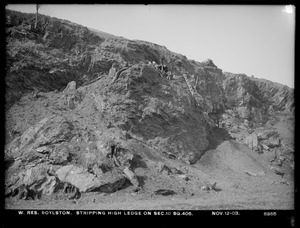 Wachusett Reservoir, stripping high ledge on Section 10, square 406, Boylston, Mass., Nov. 12, 1903