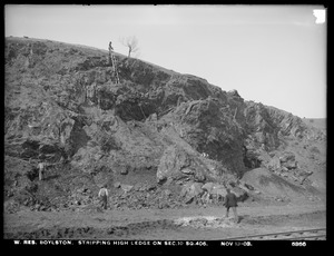 Wachusett Reservoir, stripping high ledge on Section 10, square 406, Boylston, Mass., Nov. 13, 1903