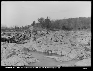 Weston Aqueduct, Weston Reservoir, Section 2, stripped ledges north of island, Weston, Mass., Nov. 20, 1903
