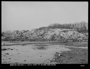 Weston Aqueduct, Weston Reservoir, Section 2, ledge west of island, Weston, Mass., Nov. 20, 1903