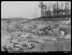 Weston Aqueduct, Weston Reservoir, Section 2, northwest shore of island, Weston, Mass., Nov. 20, 1903