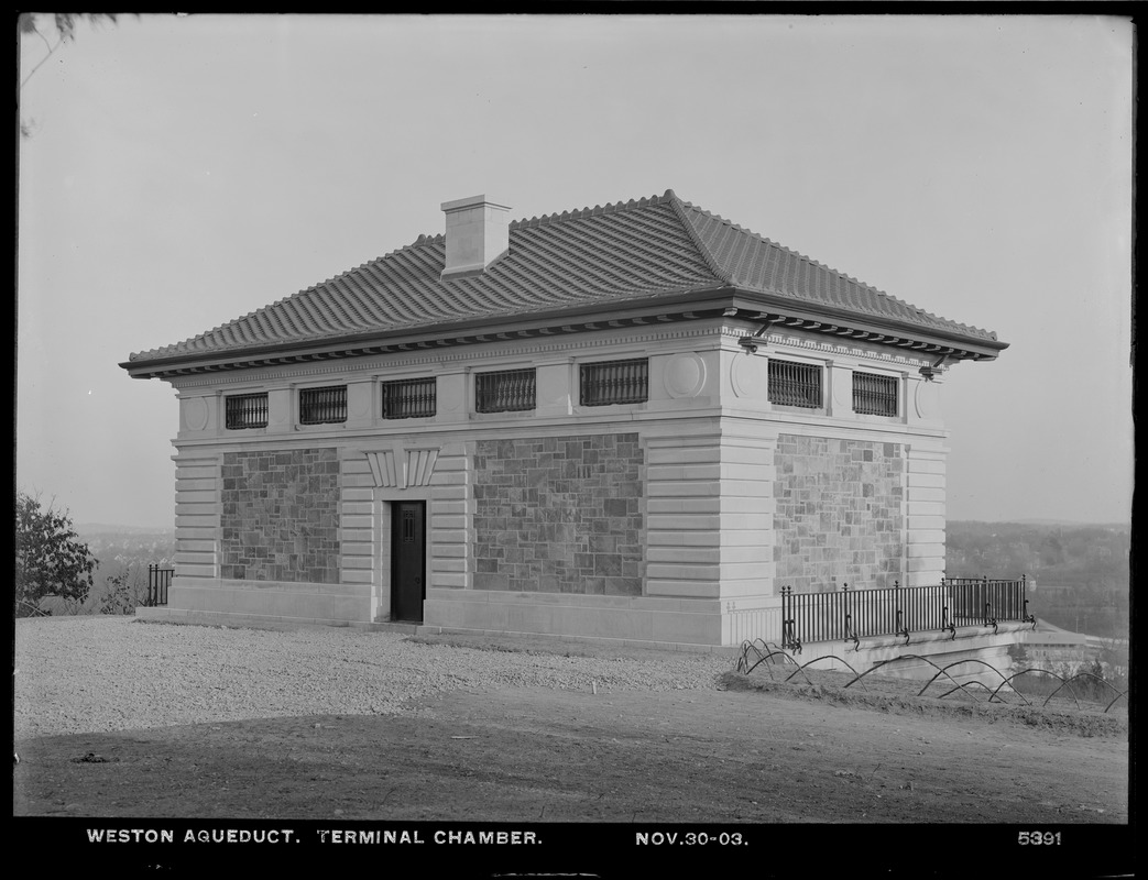 Weston Aqueduct, Terminal Chamber, opposite Norumbega Park, Weston, Mass., Nov. 30, 1903