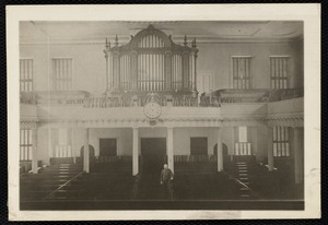Old West Church organ w/ Mr. Hawes the Sexton