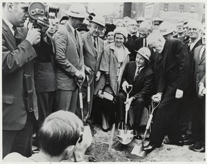 Gov. Peabody, Mayor Collins and Cardinal Cushing at groundbreaking for the new City Hall