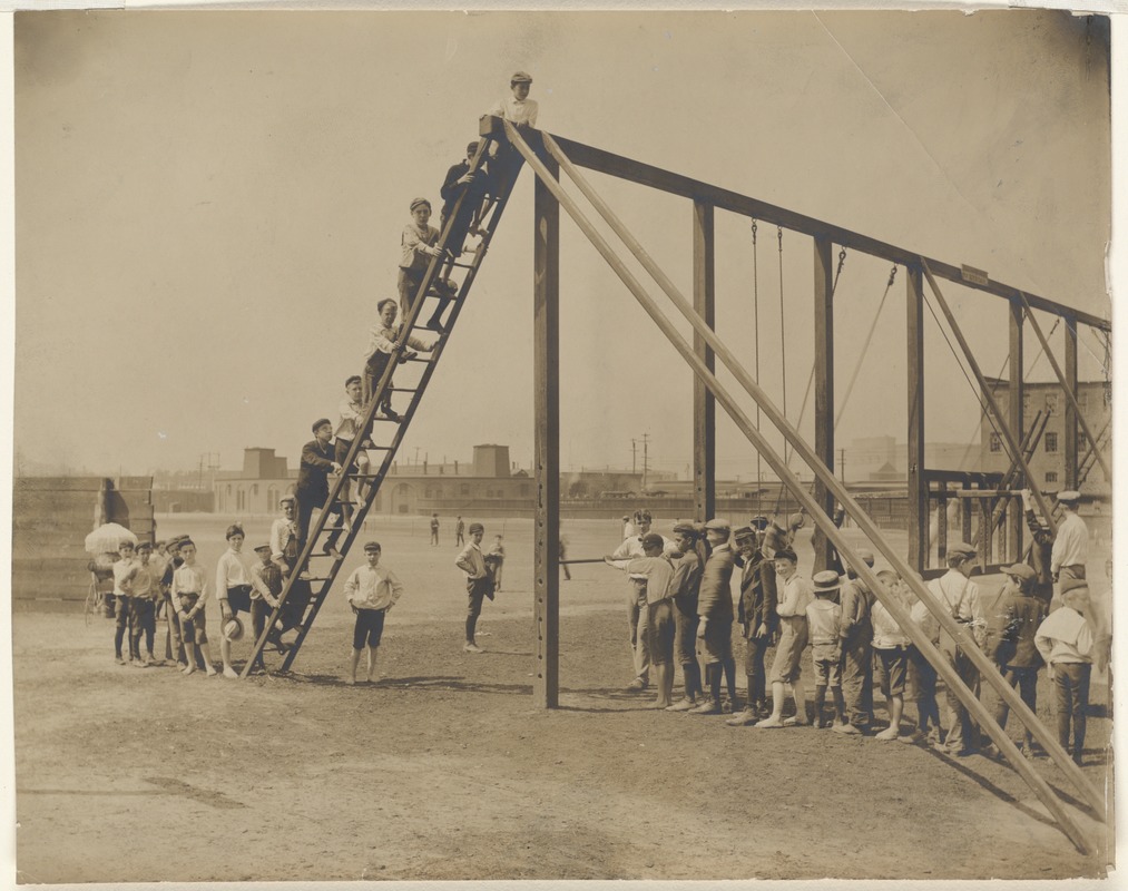 Columbus Ave. playground. Gymnasium and boys exercising