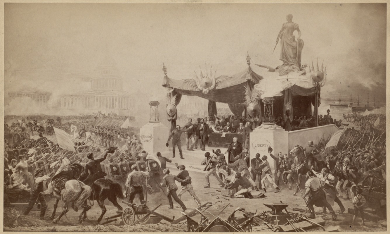 "Abraham Lincoln viewing Union troops" (may have been part of "The Gettysburg" Cyclorama, possibly by Paul Philippoteaux)