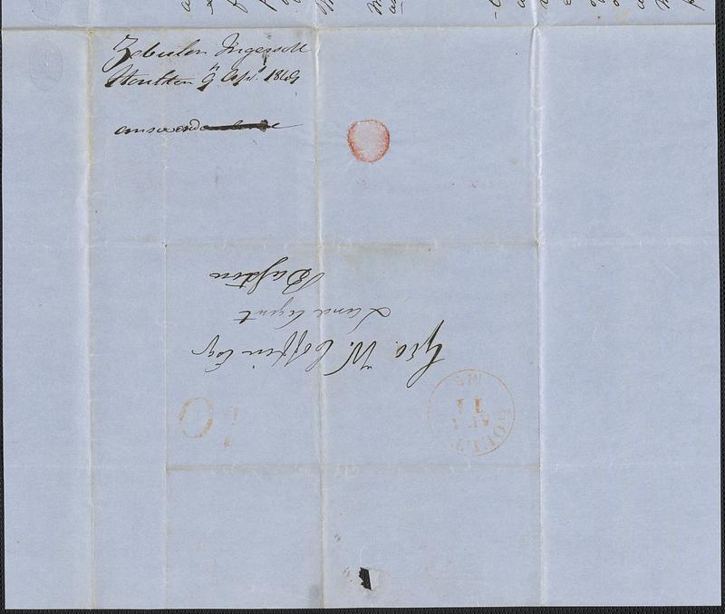 Zebulon Ingersoll to George Coffin, 9 April 1849 - Digital Commonwealth