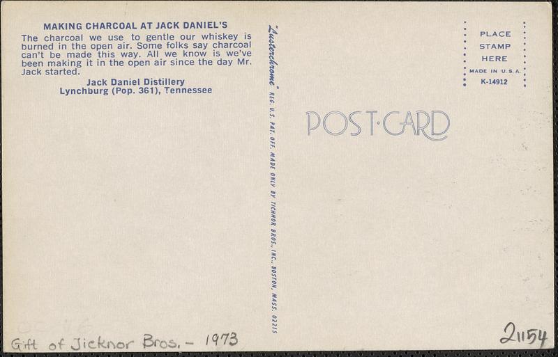 Making charcoal at Jack Daniel's, Jack Daniel Distillery, Lynchburg (pop. 361), Tennessee