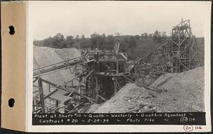 Contract No. 20, Coldbrook-Swift Tunnel, Barre, Hardwick, Greenwich, plant at Shaft 10, Quabbin westerly, Quabbin Aqueduct, Hardwick, Mass., May 24, 1934