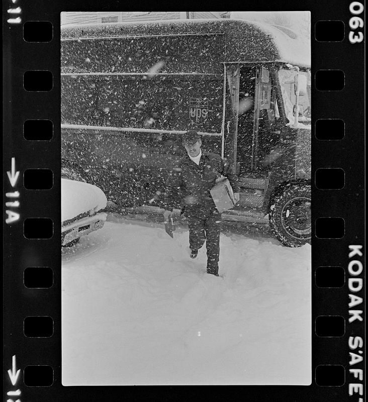 UPS truck in snow storm Digital Commonwealth