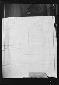 Copy negative of portion of 1853 map "Plan of the Receiving Basin"