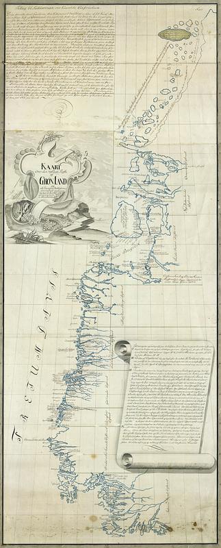 Kaart over den vestlige Kyste af Grönland og de Danske Etablisements sammenstæds