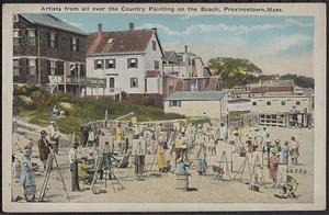 Artists from all over the country painting on the beach, Provincetown, Mass.