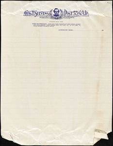 Charles H. Stevens Post 53, G.A.R., Leominster, Mass., cover sheet of post stationery