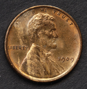 Coin, Lincoln penny, 1909