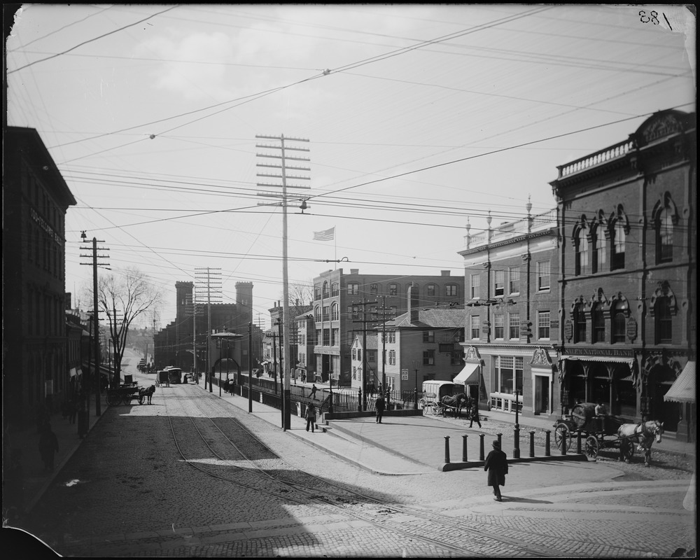 Salem, Washington Street south from Essex, view of rail road station