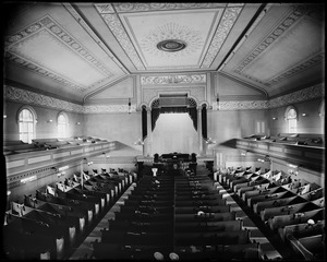 Salem, 50 Washington Street at Federal Street, interior view of pulpit, Tabernacle Church