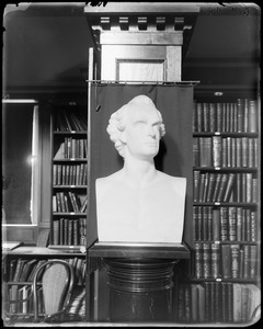Statuary, bust of Nathaniel Hawthorne by Miss Lander at Concord Library, Concord, Massachusetts