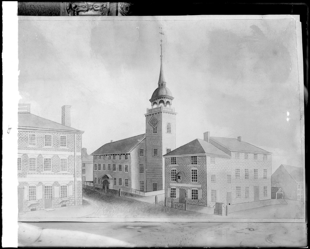 Salem, Washington and Essex Street, views, town pump and First Church