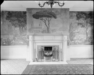 Salem, 142 Federal Street, interior detail, mantel, wallpaper, Captain Samuel Cook house