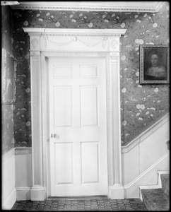 Salem, 142 Federal Street, interior detail, wallpaper and door, Captain Samuel Cook house