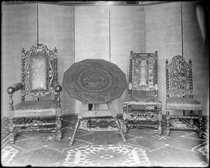 Objects, chairs and table, Peabody family, at Robert "King" Hooper house, Danvers