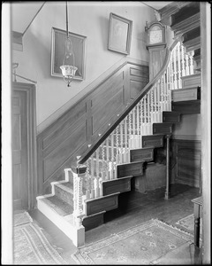 Marblehead, 185 Washington Street, interior detail, stairway, Samuel Lee house, 1743