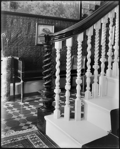 Peabody, Andover Street, interior detail, newel post, Mrs. Jacob C. Rogers House, "Oak Hill"