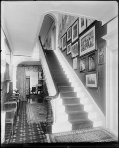 Peabody, Andover Street, interior detail, stairway, Mrs. Jacob C. Rogers House, "Oak Hill"