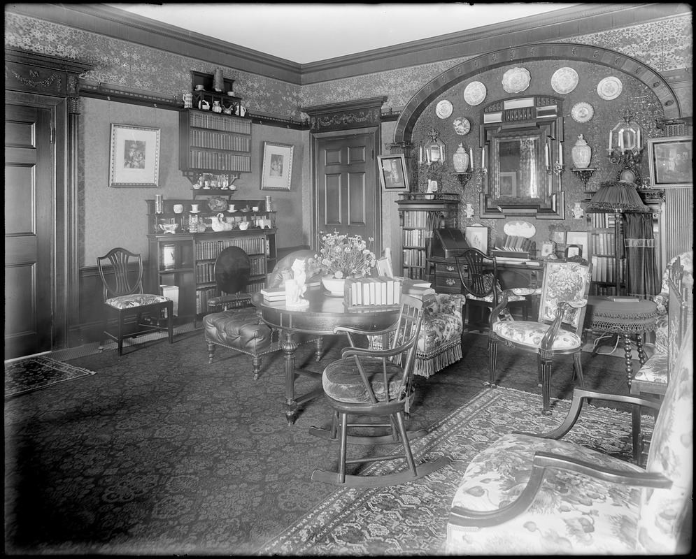 Peabody, Andover Street, interior detail, morning room, Mrs. Jacob C. Rogers House, "Oak Hill"