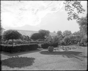 Peabody, Andover Street, views, garden at Mrs. Jacob C. Rogers Estate, "Oak Hill"