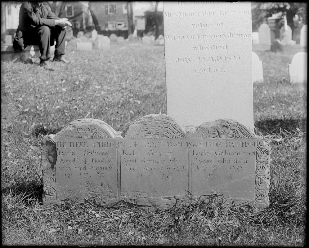 Salem, Charter Street, monuments, gravestone, three children of Francis and Lydia Gattiman