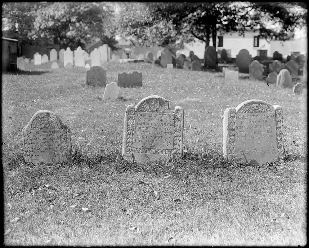 Salem, Charter Street, monuments, gravestone, Hannah and John Saunders ...