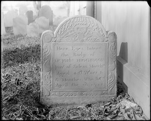 Salem, Charter Street, monuments, gravestone, John Higginson