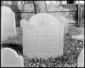 Salem, Charter Street, monuments, gravestone, John Crowninshield, 38 years old