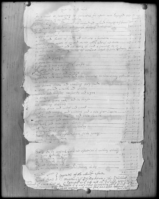 Manuscript, will of John Cass of Hampton, in the county of Norfolk, Virginia, inventory