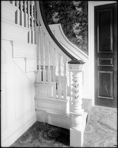 Salem, 125 Derby Street, interior detail, newel post and stairway, Edward Allen house